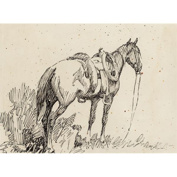 J.K. Ralston, two ink drawings