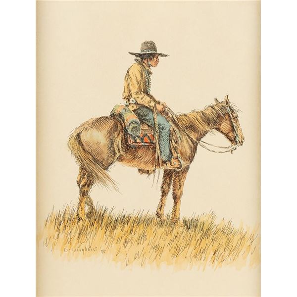 Olaf Wieghorst, ink and watercolor