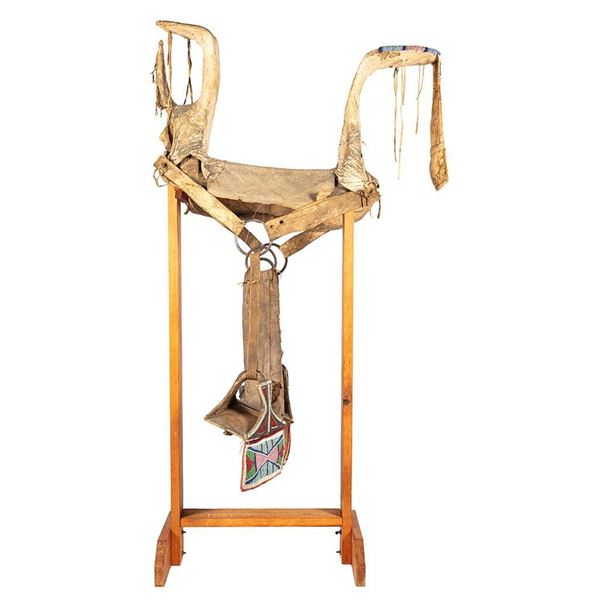 Crow Beaded Saddle, 38" overall