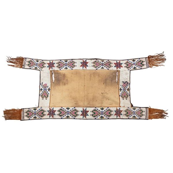 Plains Saddle Beaded Blanket, 28" x 78" overall