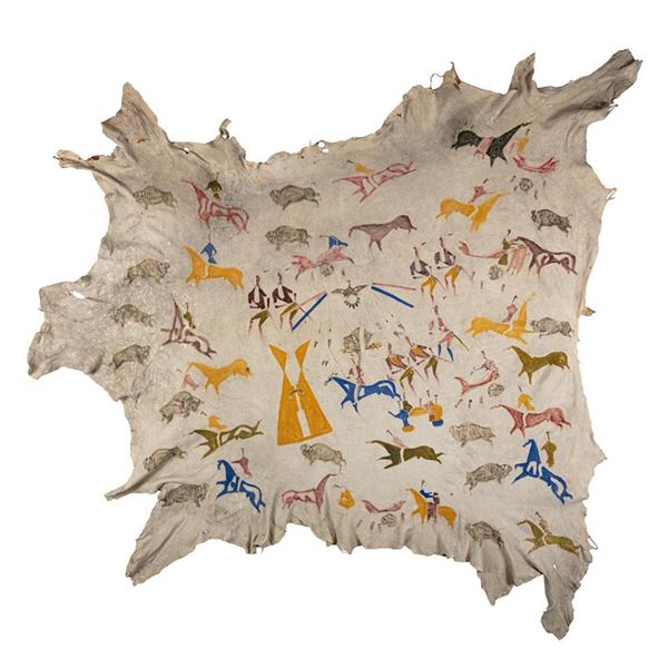 Eastern Shoshone Painted Elk Hide by Cadzi Cody