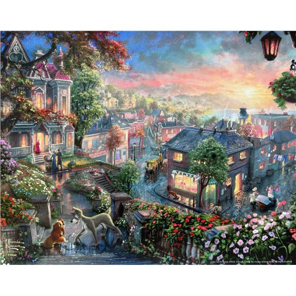 Thomas Kinkade Disney LADY AND THE TRAMP Lithograph