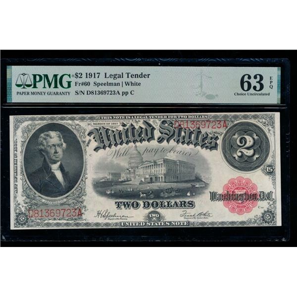 1917 $2 Legal Tender Note PMG 63EPQ