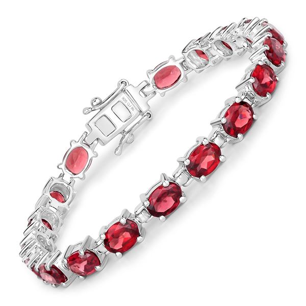 Plated Rhodium 15.30ctw Garnet Bracelet