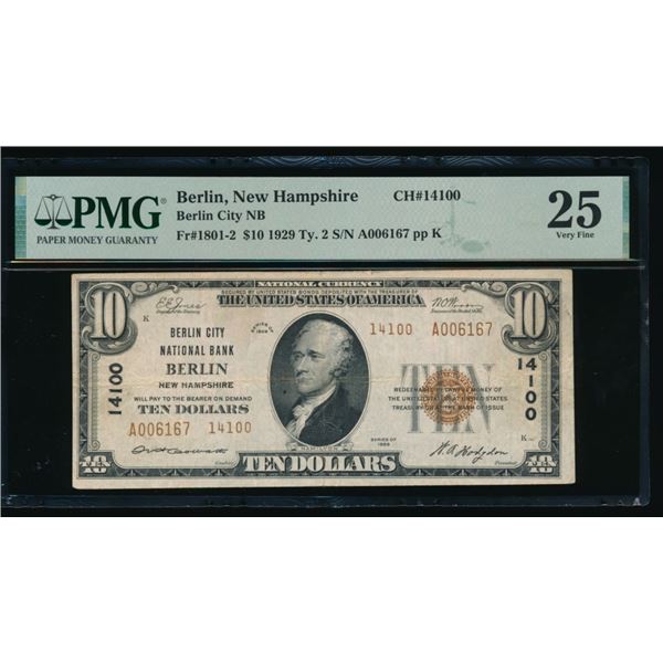 1929 $10 Berlin NH National PMG 25