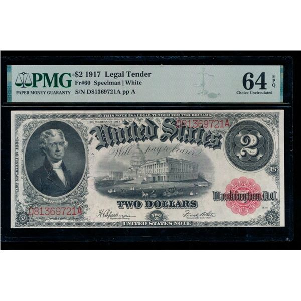 1917 $2 Legal Tender Note PMG 64EPQ