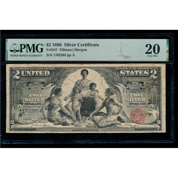1896 $2 Educational Silver Certificate PMG 20