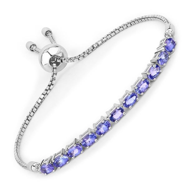 Plated Rhodium 2.29ctw Tanzanite Bracelet