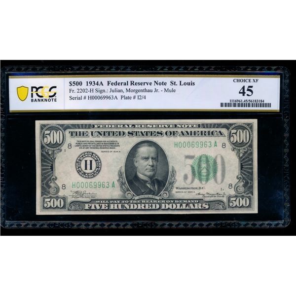 1934A $500 St Louis FRN PCGS 45