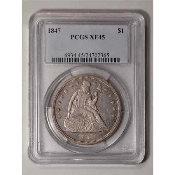 1847 $1 Seated Liberty Dollar PCGS XF45