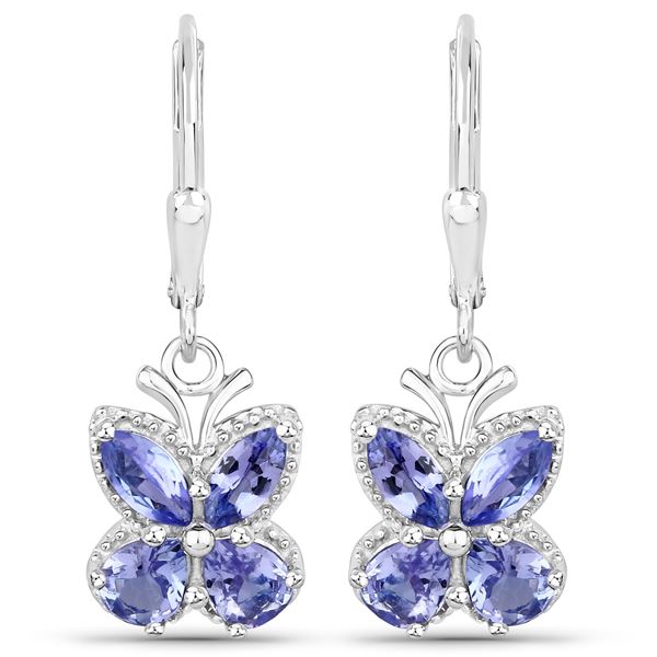 Plated Rhodium 2.08ctw Tanzanite Earrings