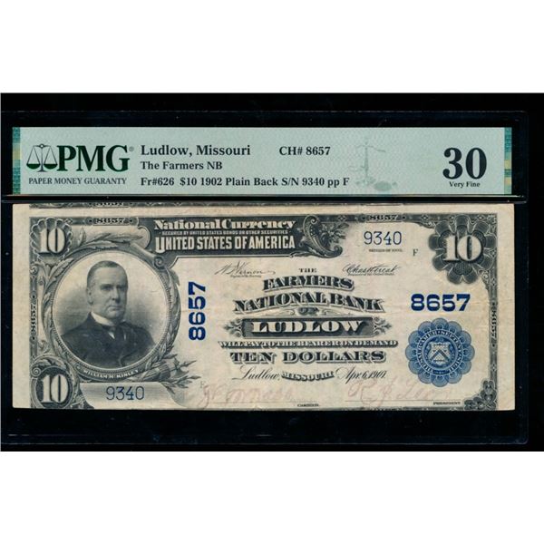 1902 $10 Ludlow MO National PMG 30