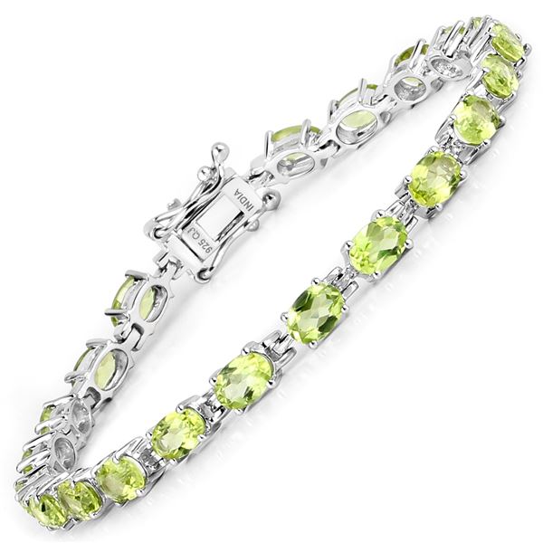 Plated Rhodium 8.61ctw Peridot Bracelet