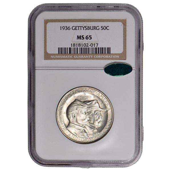 1936 Gettysburg Commemorative Half Dollar NGC MS65 CAC