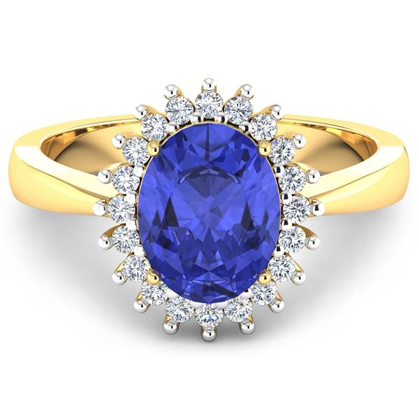 14KT Yellow Gold 1.09ct Tanzanite and Diamond Ring