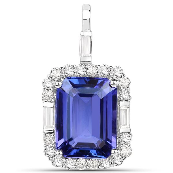 18KT White Gold 8.11ct Tanzanite and Diamond Pendant