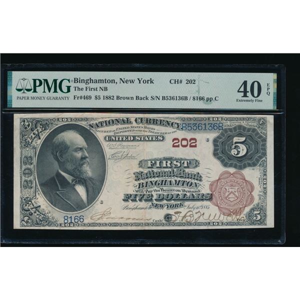 1882 $5 Binghamton NY National PMG 40EPQ