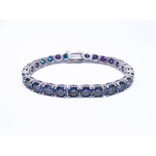 Plated 18KT White Gold 27ctw Russian Color Change Simulated Alexandrite Bracelet