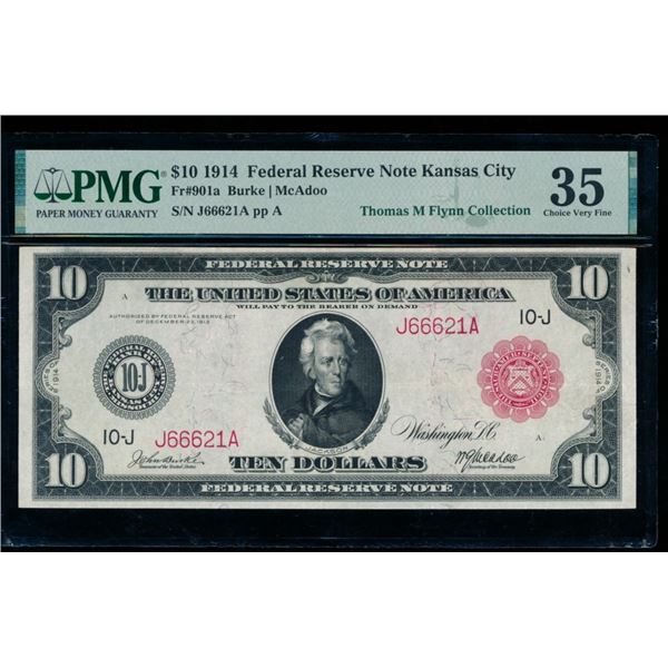 1914 $10 Red Seal Kansas City FRN PMG 35