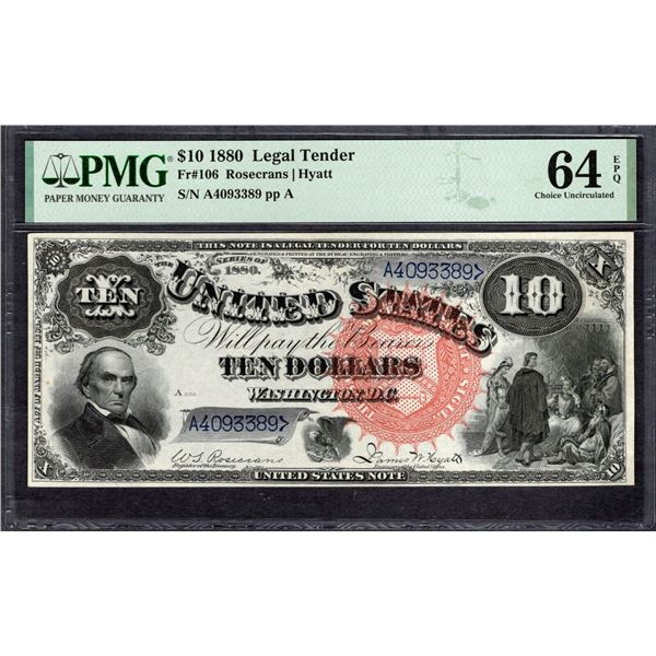 1880 $10 Jackass Legal Tender Note PMG 64EPQ