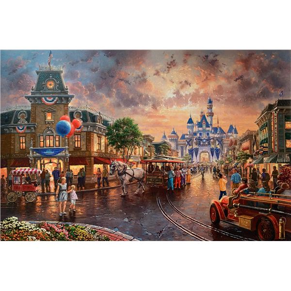 THOMAS KINKADE Disneyland Disney World Main Street Giclee on Canvas