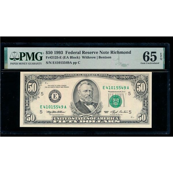 1993 $50 Richmond FRN PMG 65EPQ