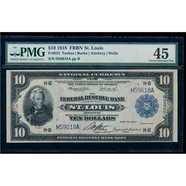1918 $10 Chicago FRBN PMG 45