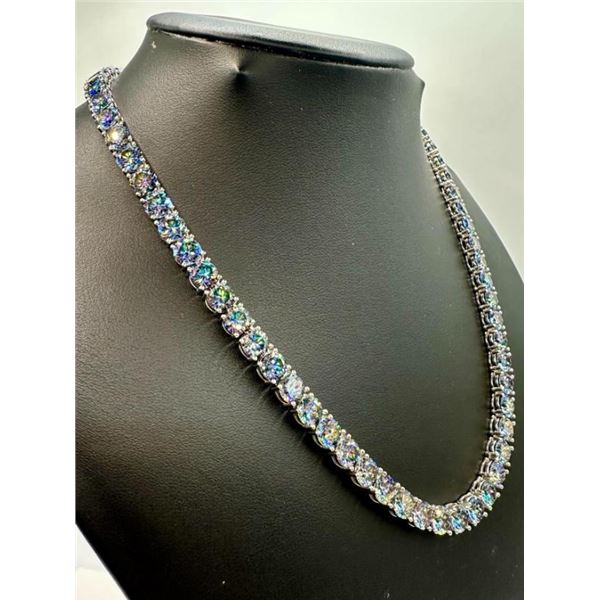 18KT White Gold Plated 69ctw VVs1 Russian Color Change Lab Created Alexandrite Necklace