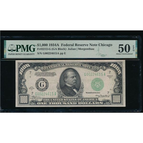 1934A $1000 Chicago FRN PMG 50EPQ