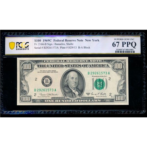 1969C $100 New York FRN PCGS 67PPQ