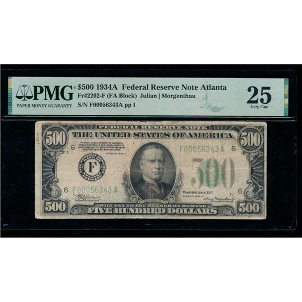 1934A $500 Atlanta FRN PMG 25