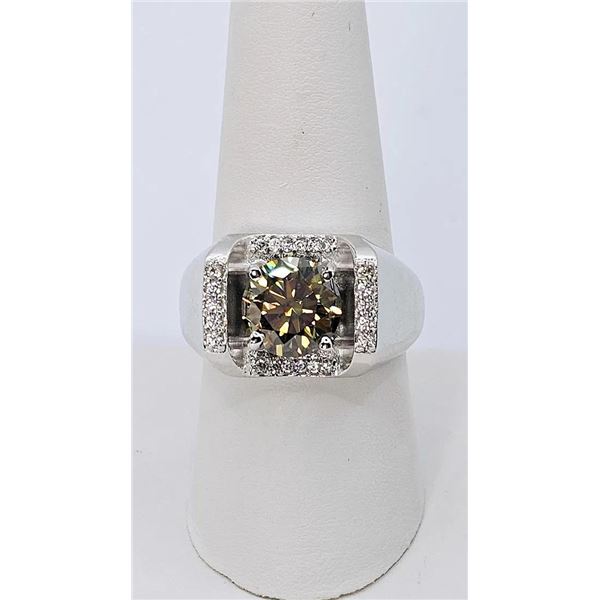 Men's Huge Sparkling 3.45 Ct Fire Moissanite Ring