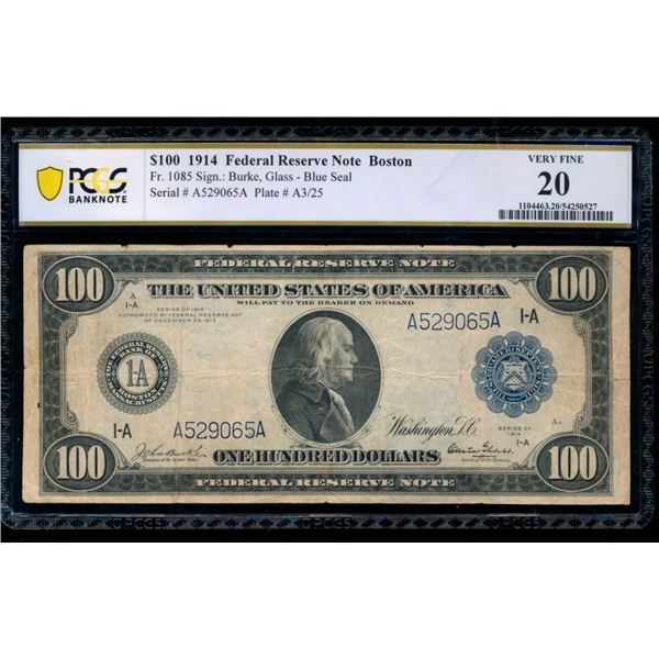 1914 $100 Boston FRN PCGS 20