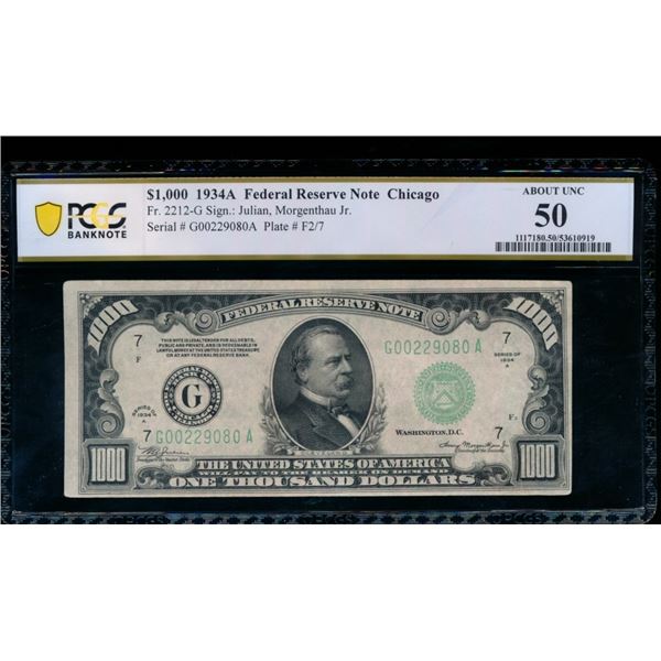 1934A $1000 Chicago FRN PCGS 50