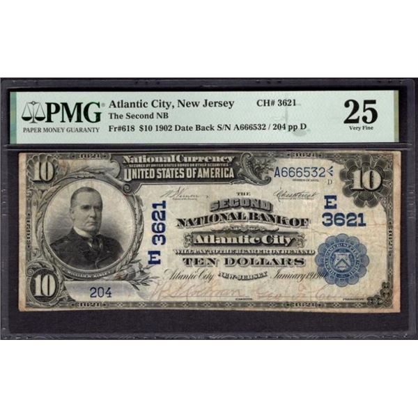 1902 $10 Atlantic City NJ National PMG 25