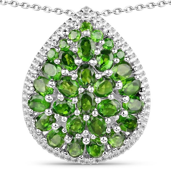 Plated Rhodium 4.65ctw Chrome Diopside Pendant