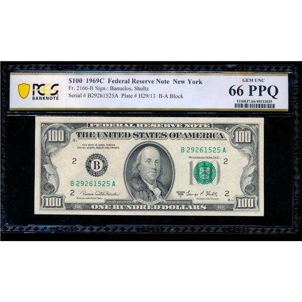 1969C $100 New York FRN PCGS 66PPQ
