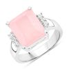 Image 1 : Sterling Silver 5.72ctw Rose Quartz and White Topaz Ring