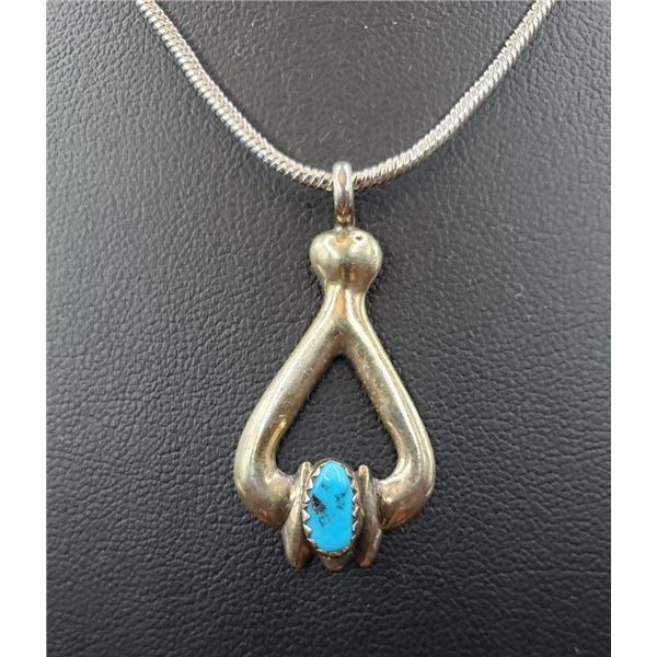 Ladies Natural Turquoise .925 Solid Silver Pendant