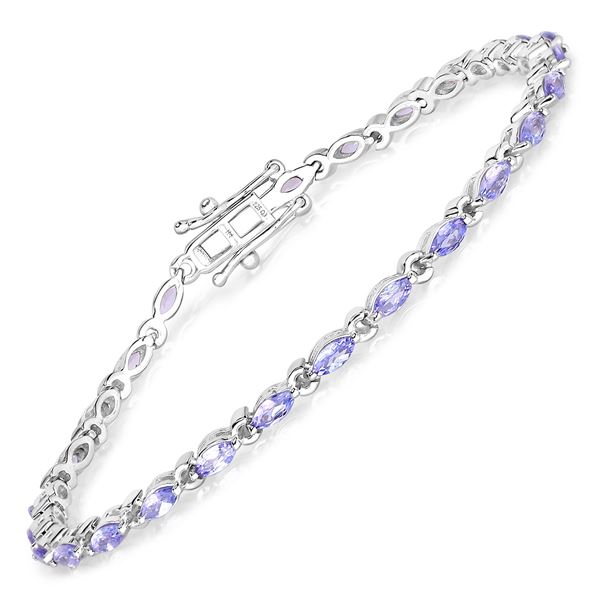 Plated Rhodium 3.78ctw Tanzanite Bracelet