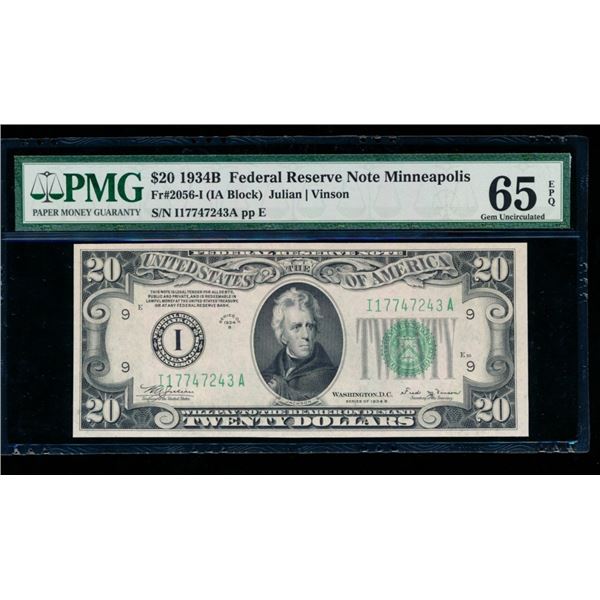 1934B $20 Minneapolis FRN PMG 65EPQ