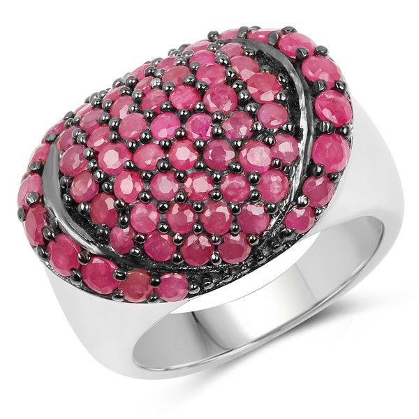 Plated Rhodium 3.35ctw Ruby Ring