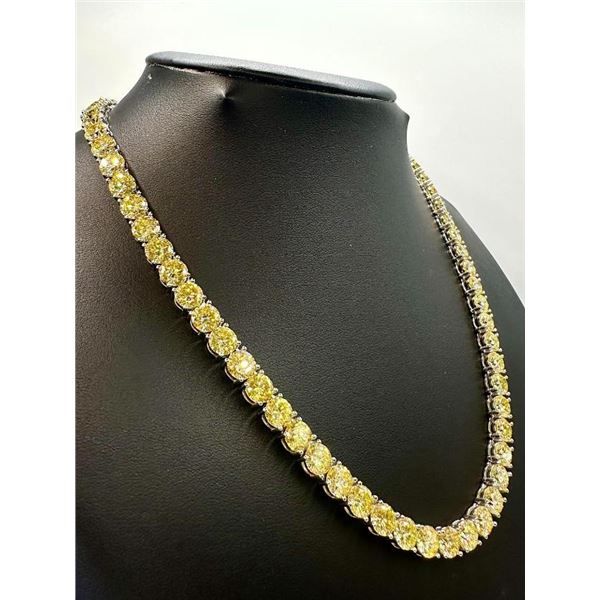 18KT White Gold Plated 69ctw Lemon Yellow Moissanite Tennis Necklace