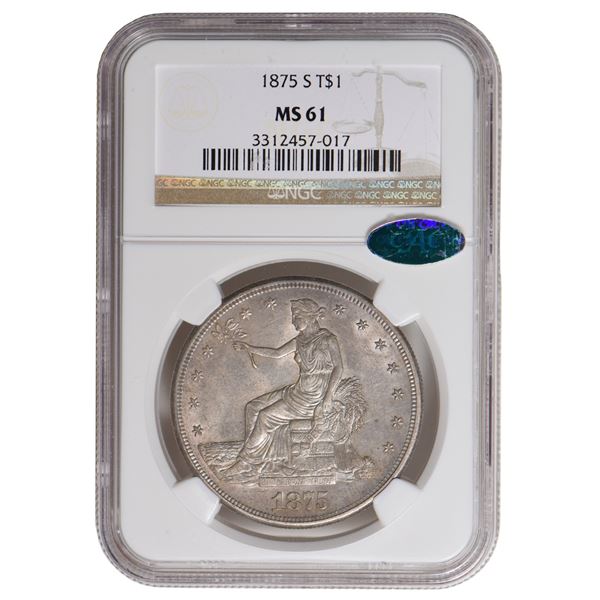 1875-S $1 Trade Dollar NGC MS61 CAC