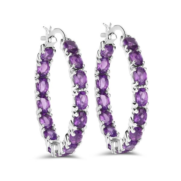 Plated Rhodium 4.80ctw Amethyst Earrings