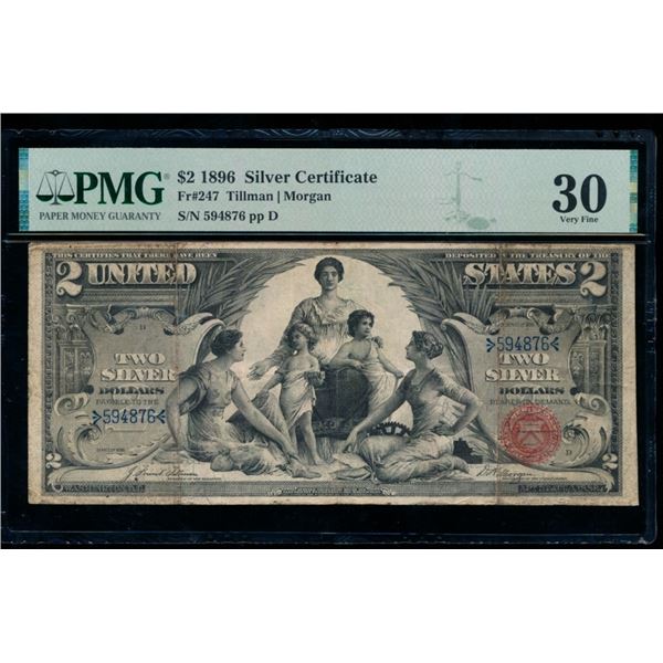 1896 $2 Educational Silver Certificate PMG 30