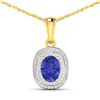 Image 1 : 14KT Yellow Gold 1.09ct Tanzanite and Diamond Pendant with Chain
