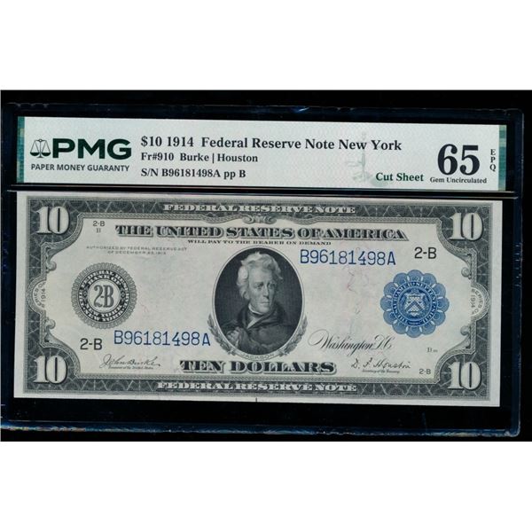 1914 $10 New York FRN PMG 65EPQ