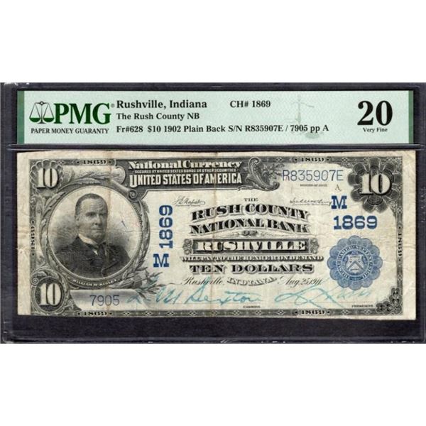 1902 $10 Rushville IN National PMG 20