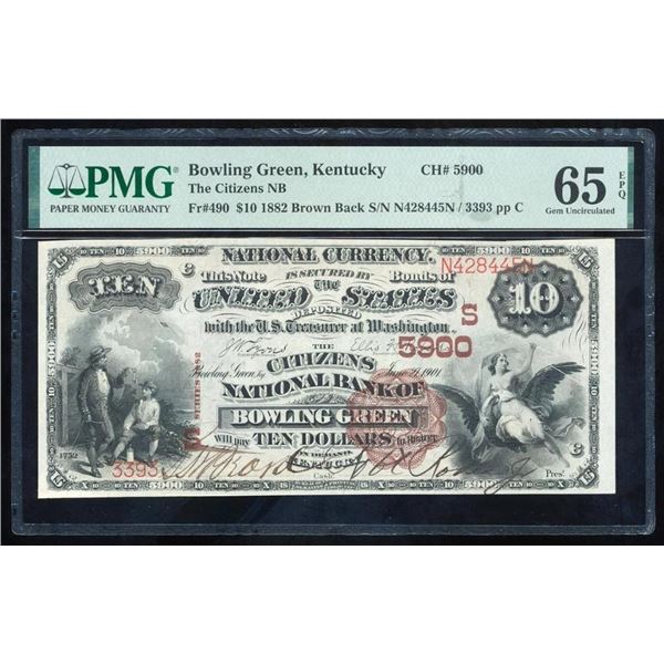 1882 $10 Bowling Green KY National PMG 65EPQ